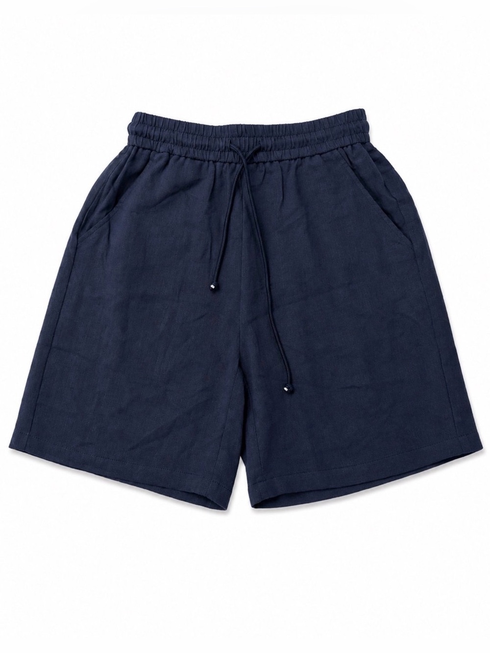 Halara High Waisted Drawstring Casual Linen Feel Shorts with Pockets Navy Blue